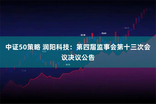 中证50策略 润阳科技：第四届监事会第十三次会议决议公告